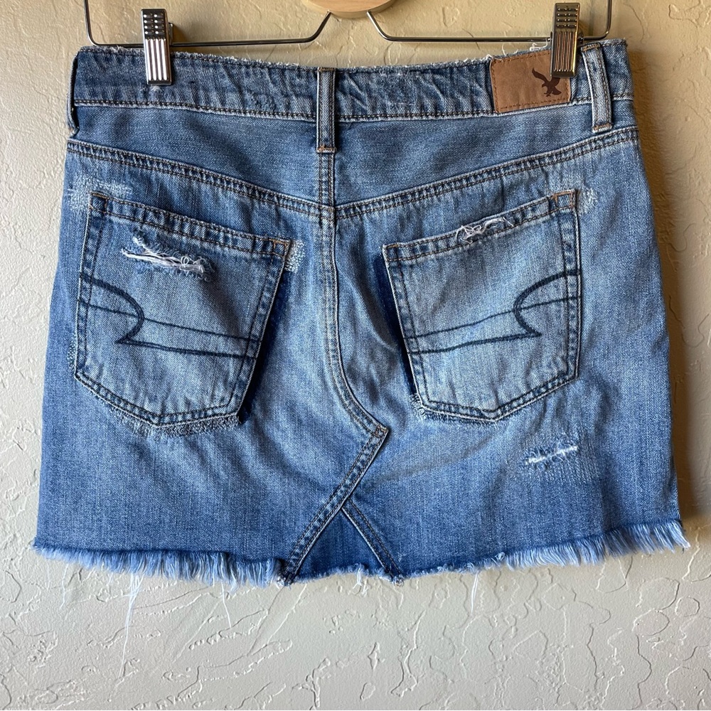 American Eagle Distressed Button Fly Raw hem mini skirt 6 - Picture 6 of 11